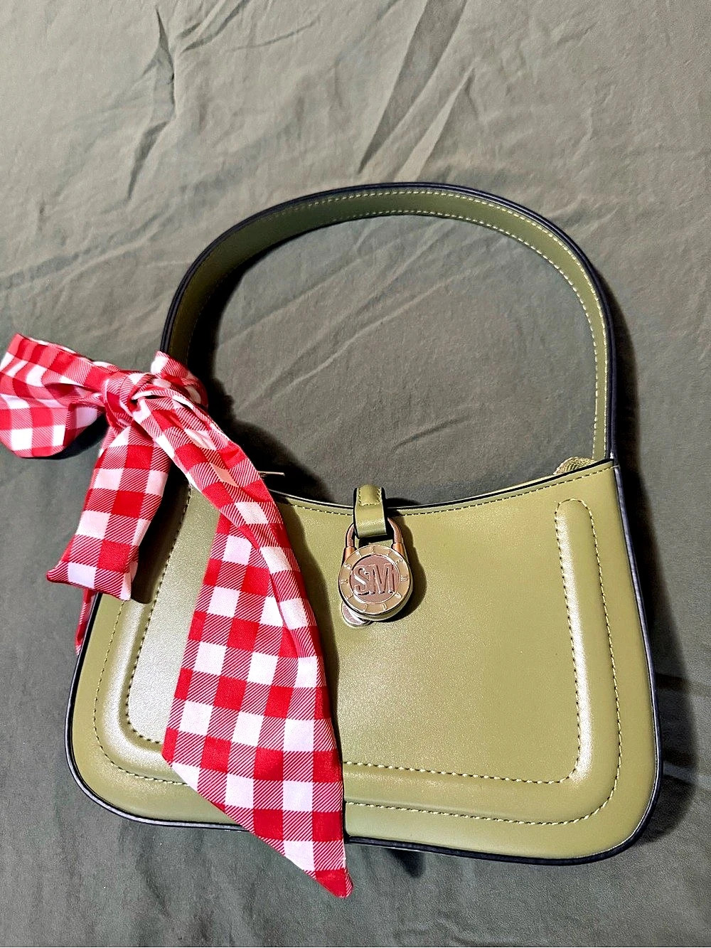 Steve Madden Savanah Bag Green Gingham Scarf Shoulder Bag in Green